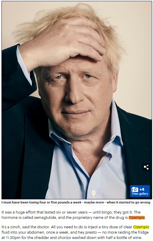 Alexander Boris de Pfeffel Johnson, Ozempic
